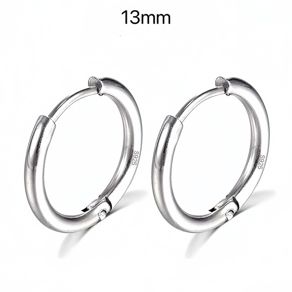 Plain silver small hoop earrings-Silver 13mm- SH001 - Picture 7 of 8